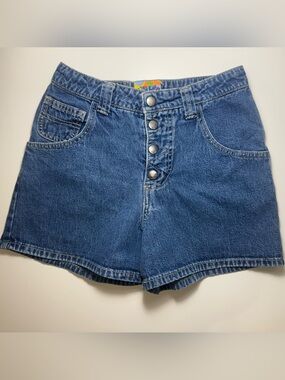 Aris Button-Front Blue High-Waist Jean Shorts